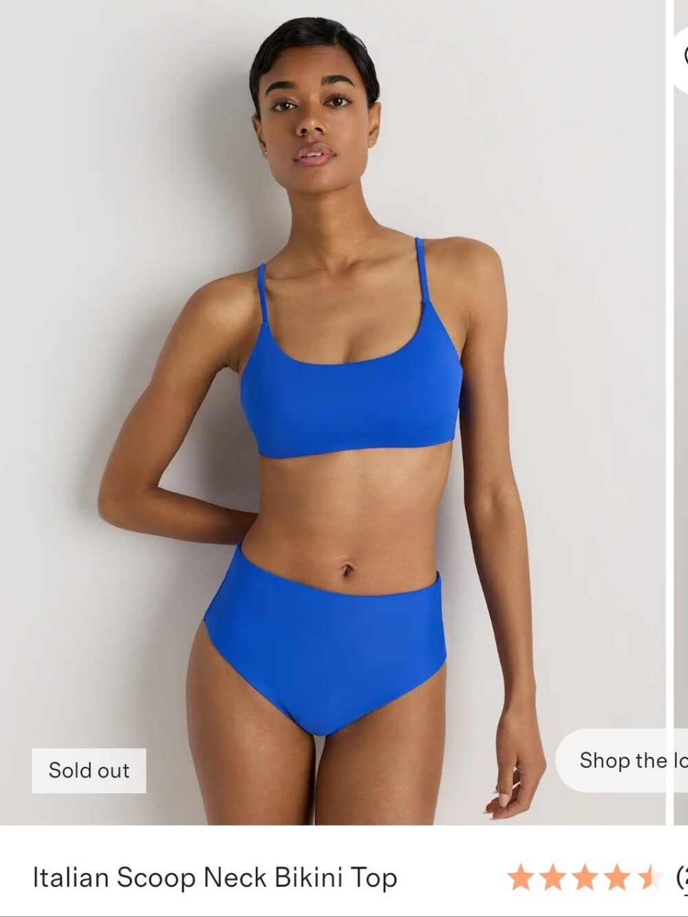 NWT Quince Italian Scoop Neck Bikini Top Electric Blue Size Large Sold Out